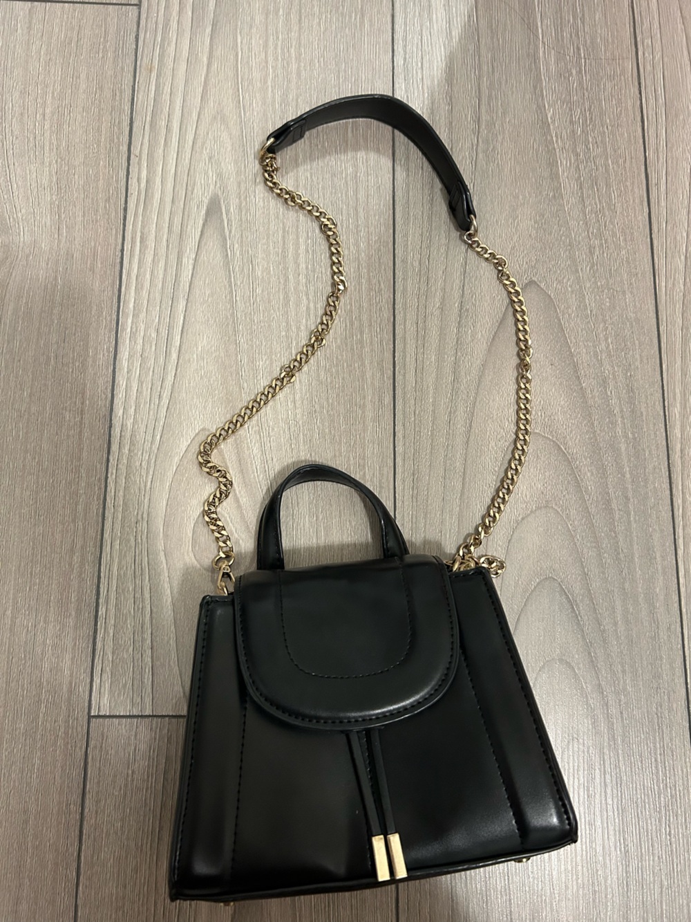 Zara Black Mini Bag with Gold Chain Strap